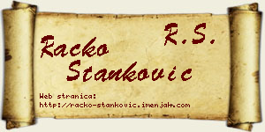Racko Stanković vizit kartica